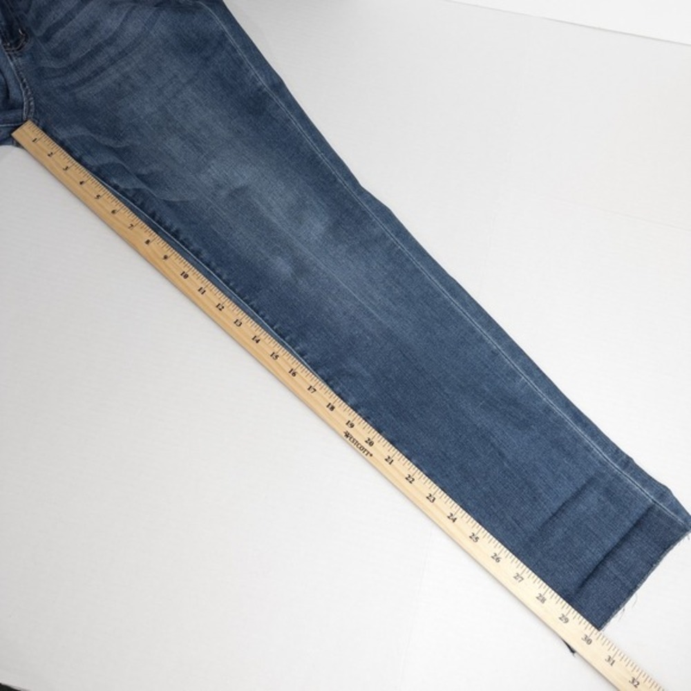 Judy Blue Plaid Cuff Slim Fit Jeans Womens 11/30 Mid Rise Medium Wash Distressed - Picture 7 of 14